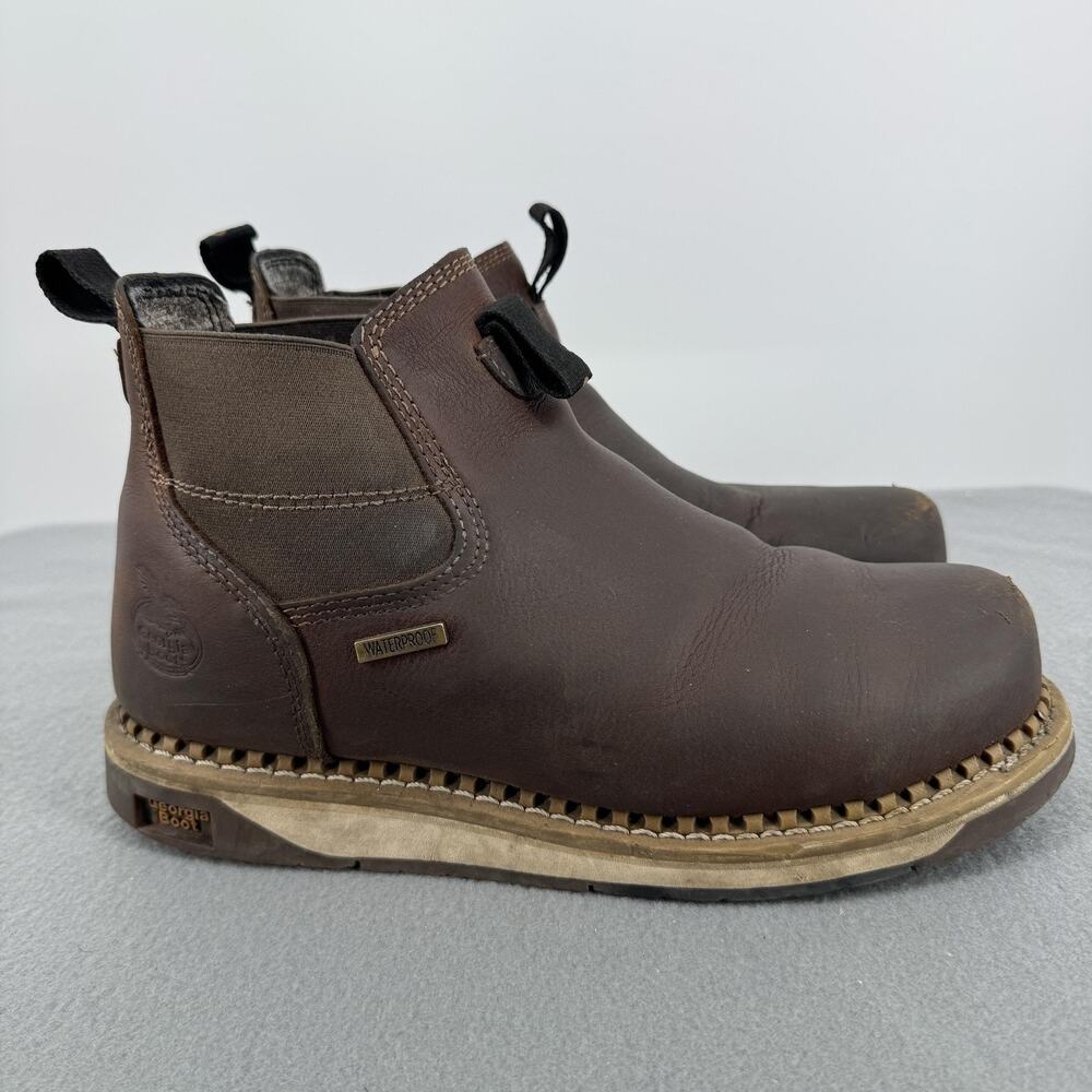Georgia Boot AMP LT Chelsea Work Boots Mens 9.5W Steel Toe Waterproof GB00353